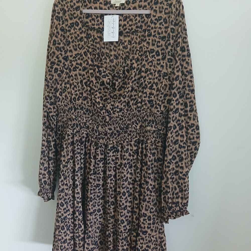 ODDY Brown Leopard Print Kids Dress